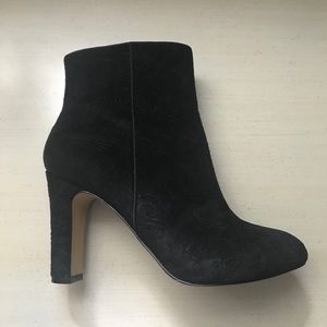 WHBM Black Floral Print Ankle Boots